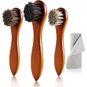 Elegant 4-Piece Horse Hair Brush Kit - Perfect for Polishing Leather Shoes